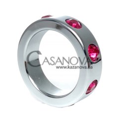 Основное фото Металлическое эрекционное кольцо Boss Series Metal Cock Ring With Pink Diamonds Medium серебристое