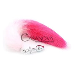 Основне фото Анальна пробка Faux Fur Fox Tail срібляста з рожевим хвостом 7 см